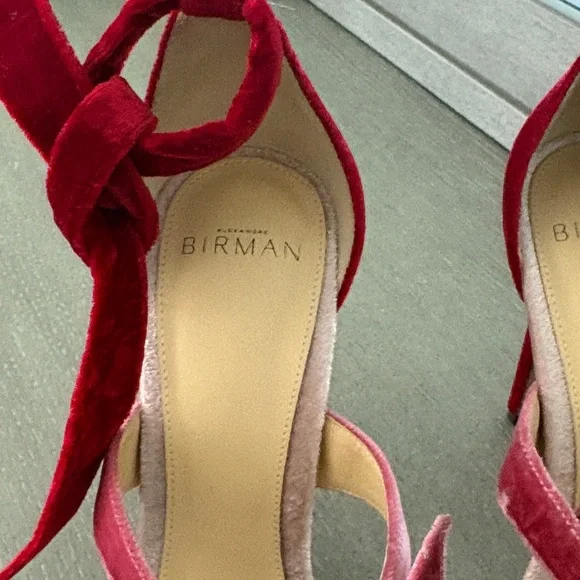 Alexandre Birman Red and Pink Velvet Heels - Picture 3 of 6